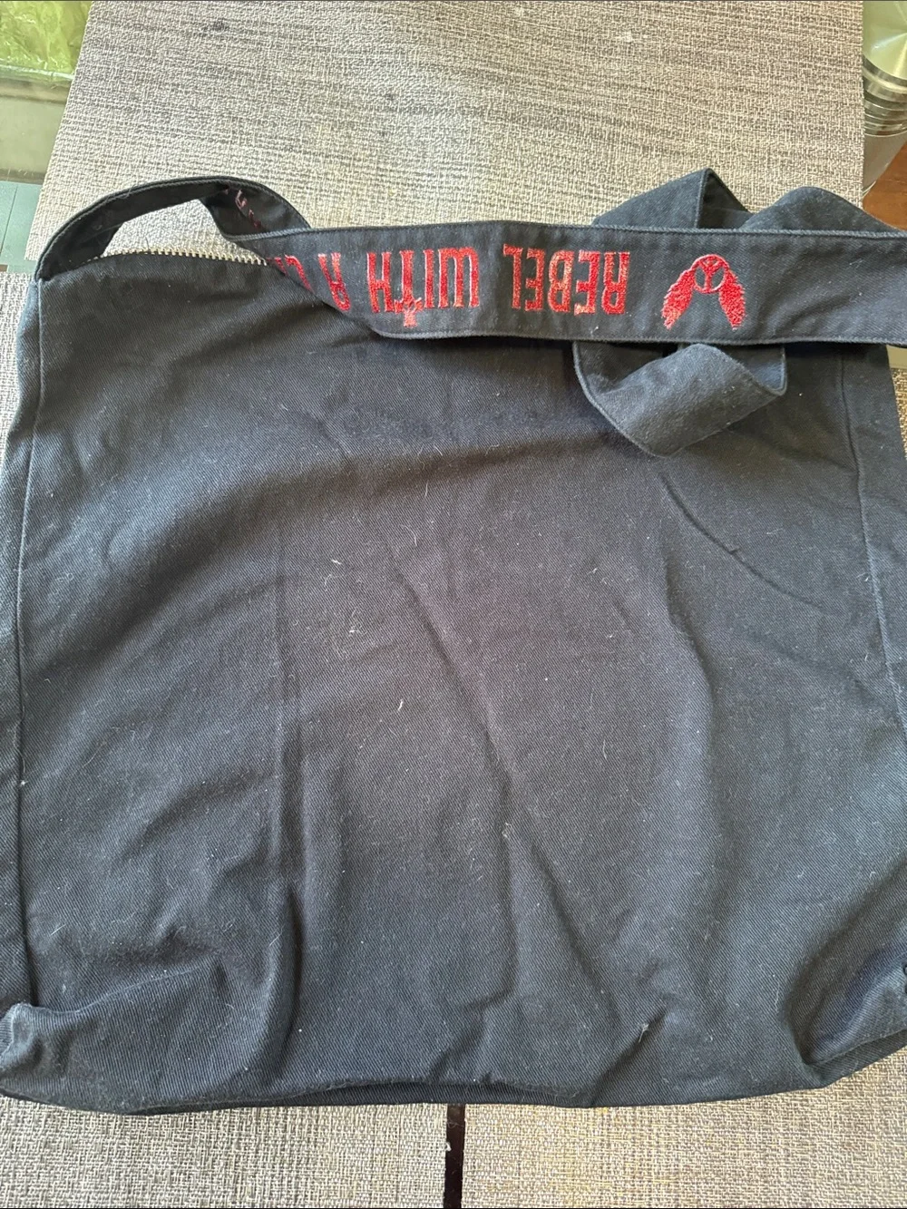 Gallery Canvas Messenger Bag in Black with Red Accents